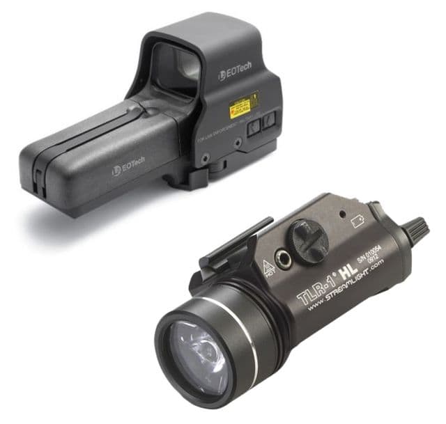 EOTech Holographic Weapon Sight Non-Night Vision Compatible 518.A65 w/ Streamlight TLR-1 HL High-Lumen Weapon Light