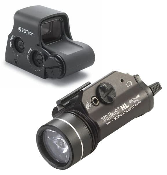 EOTech Transverse Red Dot Sight 68 MOA Ring w/ two 1 MOA Dot w/ Streamlight TLR-1 HL Black