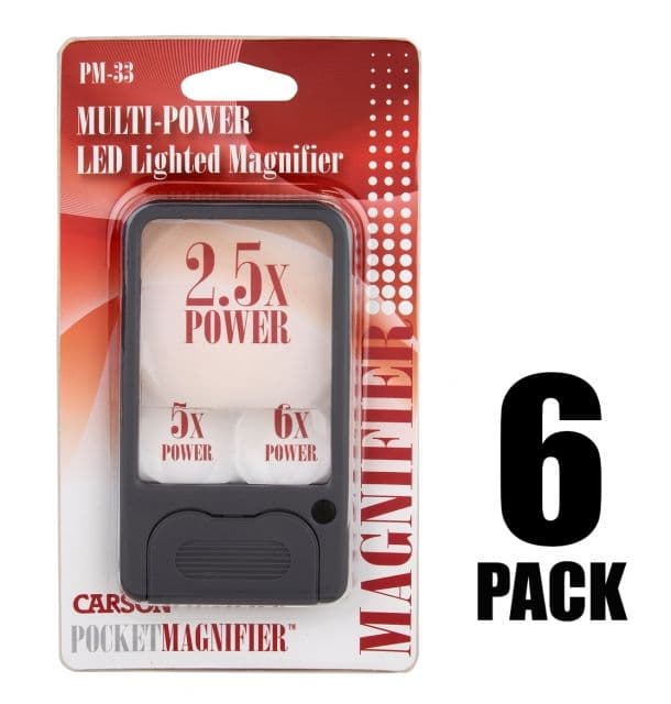Carson PocketMag Pocket Magnifier Loupe w/LED Grey 4.3x2.4x.4