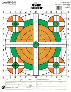 Champion Fluorescent Orange and Green Bullseye Target 100 Yd. Rifle Sight-in 100 Pk