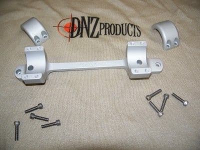 DNZ Products Game Reaper Scope Mount - Remington 700 Long Action Low Ring 0 MOA Hand 1 in Tube Silver