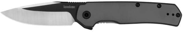 Kershaw Thermal EDC Assisted Opening Folding Knife 2.95in 8Cr13MoV Drop Point Plain Satin/Black Oxide Blade Gray PVD Stainless Steel Handle