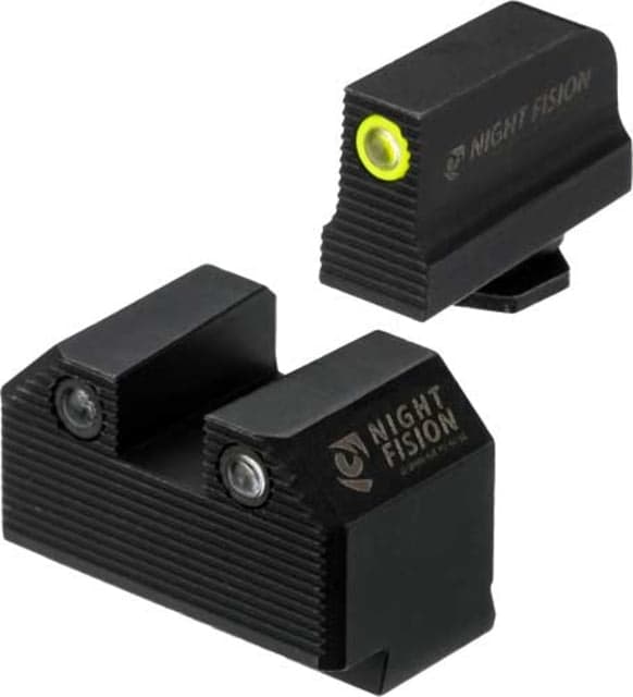 Night Fision Glock Tritium Stealth Yellow Front/Square Night Sight Set Glock 17/19/34 Black