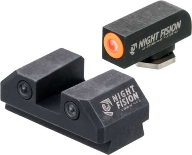 Night Fision Tritium Orange Ring Square Notch Night Sight Set Taurus G3c Black