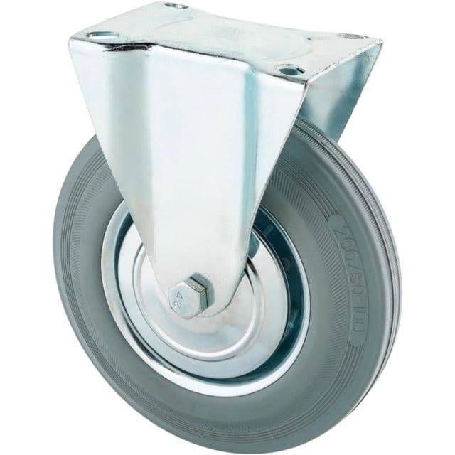 Steelex 8in Gray Rubber Fixed Caster Plate Mount