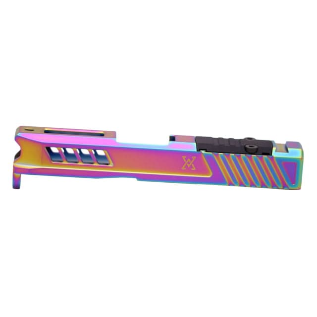 True Precision Axiom Slide Glock 43/43X 9mm Pistol Slide RMS Optic Cut & Cover Plate Rainbow