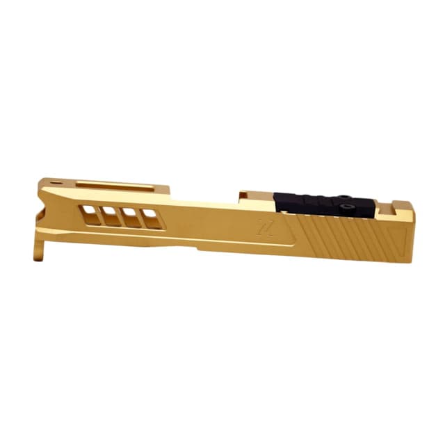 True Precision Axiom Slide Glock 43/43 9mm Pistol Slide RMS Optic Cut & Cover Plate Gold TiN Finish