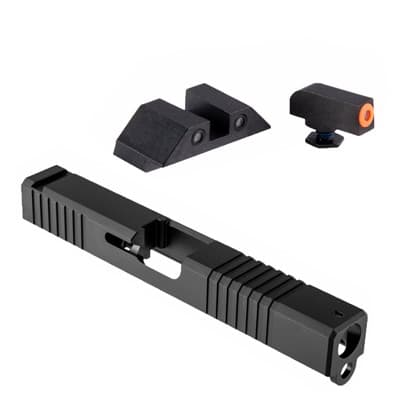 Iron Sight Slide For GlockA(R) 17 Gen 3 - Glk 17 G3 Slide & Org Front/Blk Square Rear Tirtium Sights