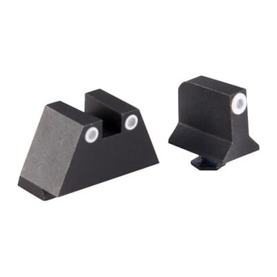 Perfect Dot Tritium Night Sights For GlockA(R) - Supp Height G17/19 White Front & White Square Notch Rear