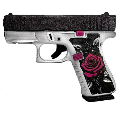 43x Custom 9mm Luger Glittr Tango Rose Semi-Auto Handgun W/Rails - Glock 43x 9mm 3.41''''bbl (2)10rd W/Rail Glitter Tango Rose