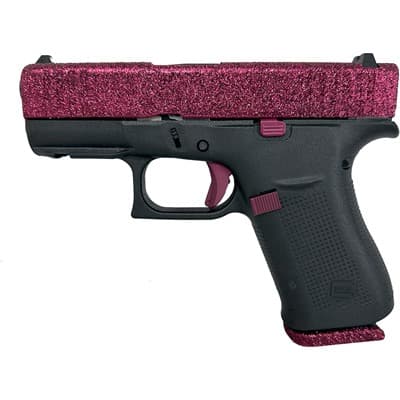 43x Custom 9mm Blk Cherry Glitter Semi-Auto Handgun W/Front Rail - Glock 43x 9mm Luger 3.41'''' Bbl (2)10rd Black Cherry Glitter