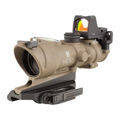 Ta31 Acog Ecos 4x32mm Dual Illum Crosshair 5.56 Reticle With Rm01 - Acog Bac Ecos 4x32mm Fxd Grn Crosshair Fde W/Qd Mount & Rmr