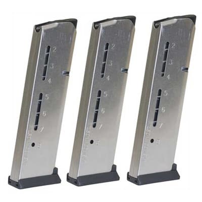 Elite Tactcal 1911 45 Acp Handgun Magazine With Polymer Base - Govt .45 Acp 8-Rd, Silver, Polymer Base 3-Pack