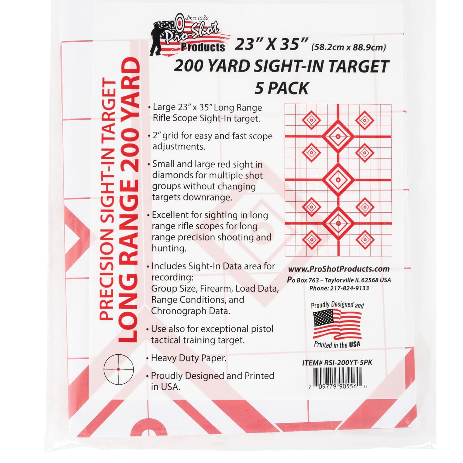 Pro-Shot SplatterShot Sight-in Target, Red/White - RSI-200YT-5PK