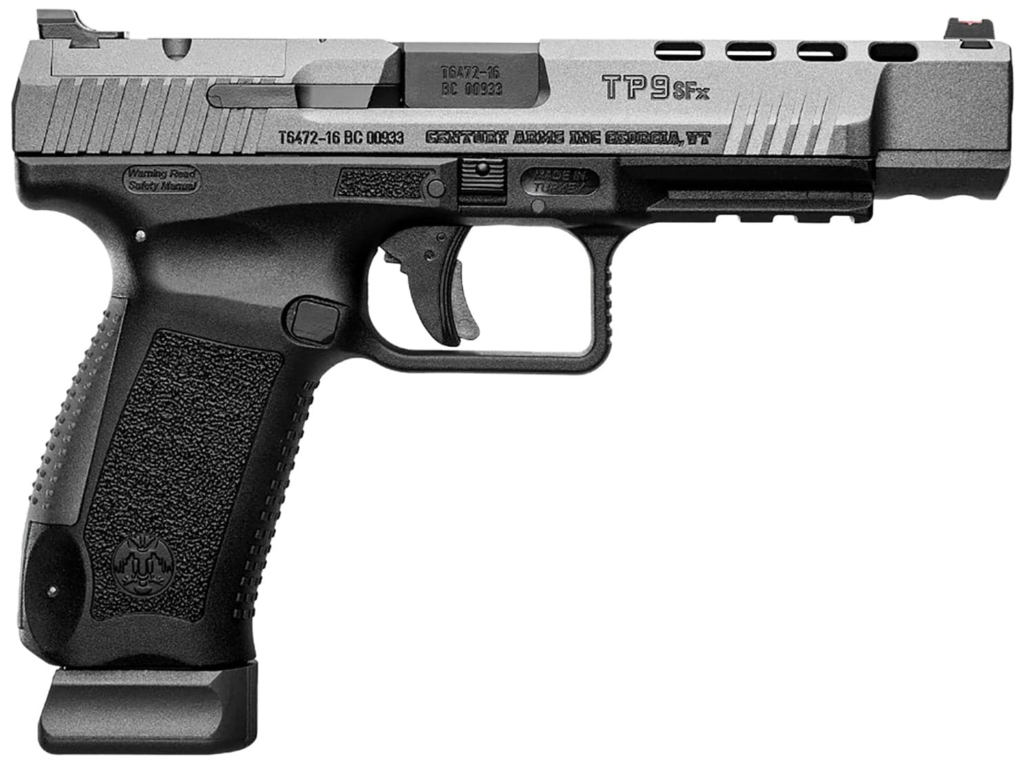 CANIK TP9SFx 9mm Pistol, 5.2" Barrel, Fiber Optic Front Sights, Black, Tungsten - HG4192GN