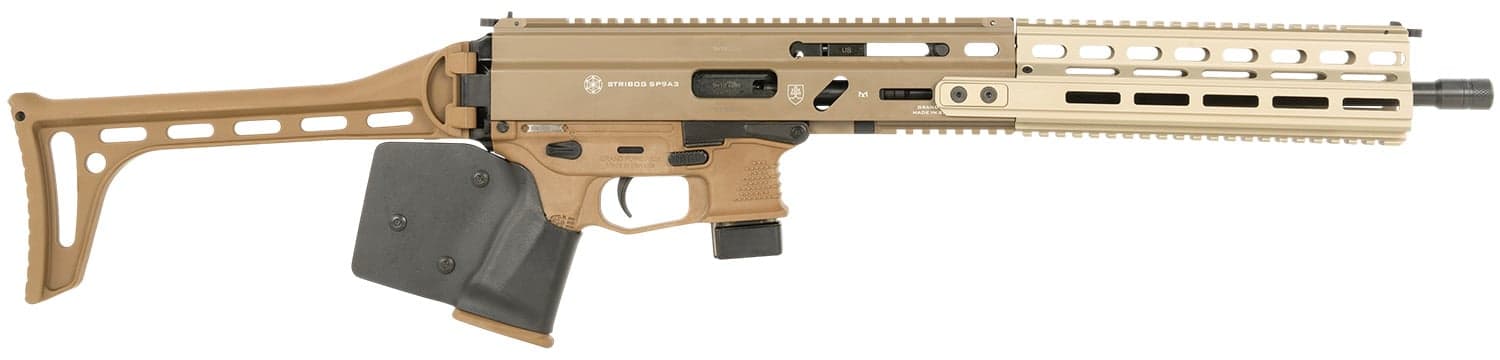 Grand Power Stribog SP9A3 16" 9mm Rifle Base, FDE CA Compliant