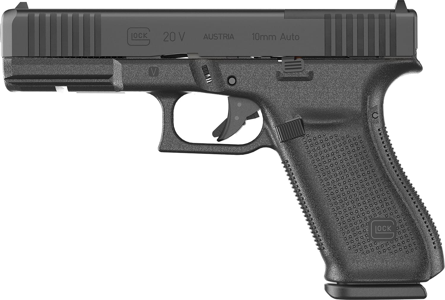 Glock 20 V MOS 4.61" 10mm OR FS Rail (3) 15rd Pistol, Black - UV2050203MOS
