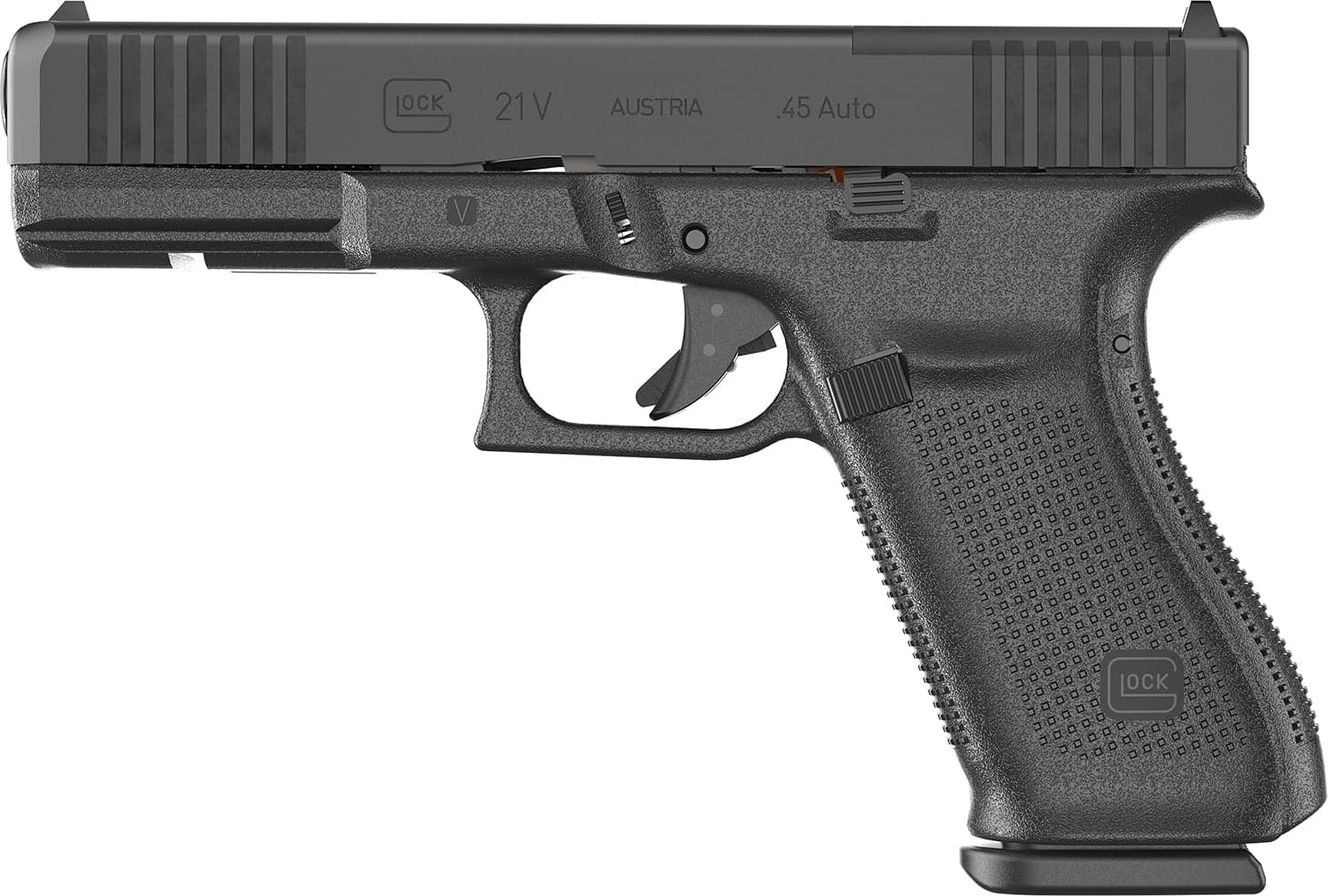 Glock 21 V MOS 4.61" .45 ACP OR FS Rail (3)10rd Pistol, Black - UV2150201MOS