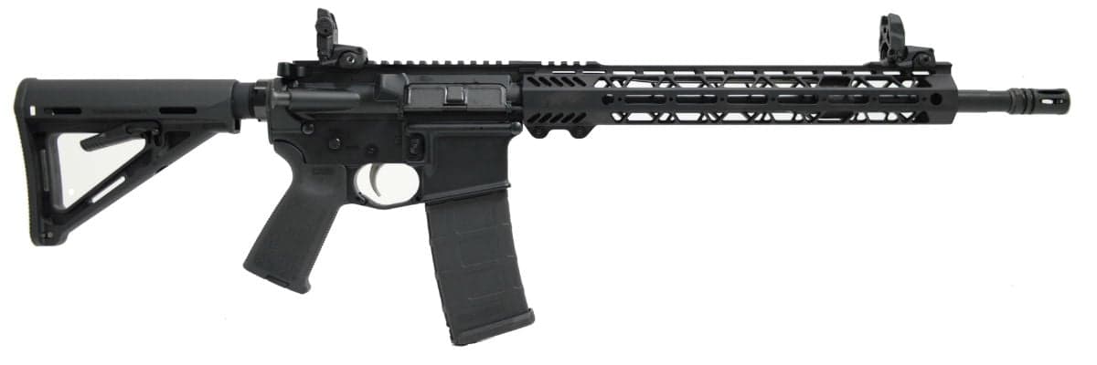 PSA 16" Mid-Length 5.56 NATO 1/7 Nitride 13.5" Lightweight M-Lok MOE EPT Rifle w/MBUS Sight Set