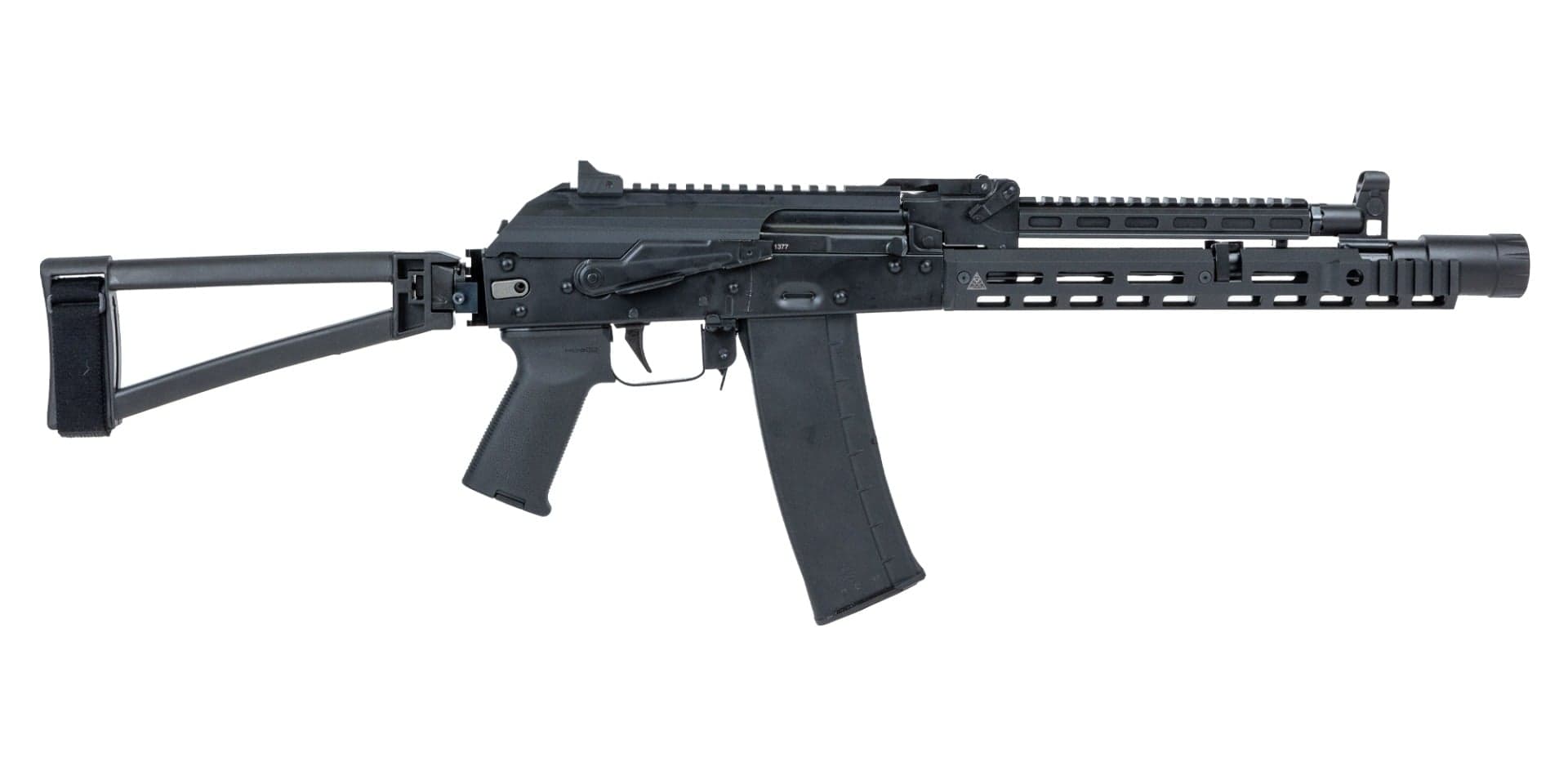 PSA AK-102 Triangle  Side Folding  Pistol With Hinged Dustcover, SA Railed Gas Tube, SA Lower Rail  Toolcraft Trunnion, Bolt, And  Carrier