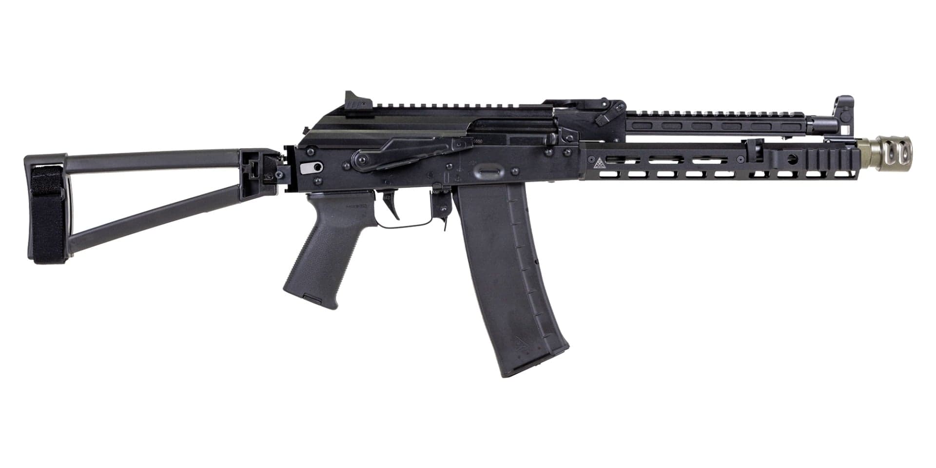 PSA AK-102 Triangle Side Folding Pistol With Hinged Dustcover, SA Railed Gas Tube, Sa 10"Lower Rail, Sa-2 Brake, Toolcraft Trunnion, Bolt, And Carrier