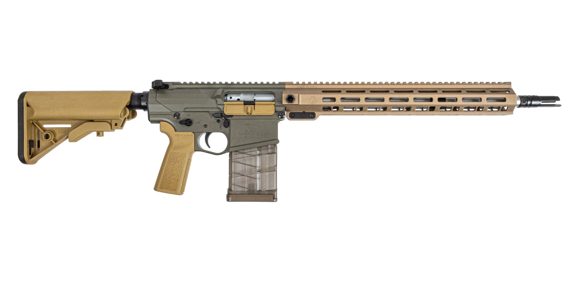 PSA Sabre-10A1 Billet 16" .308 Mid-Length w/Moss Green Receivers and Burnt Bronze Rail