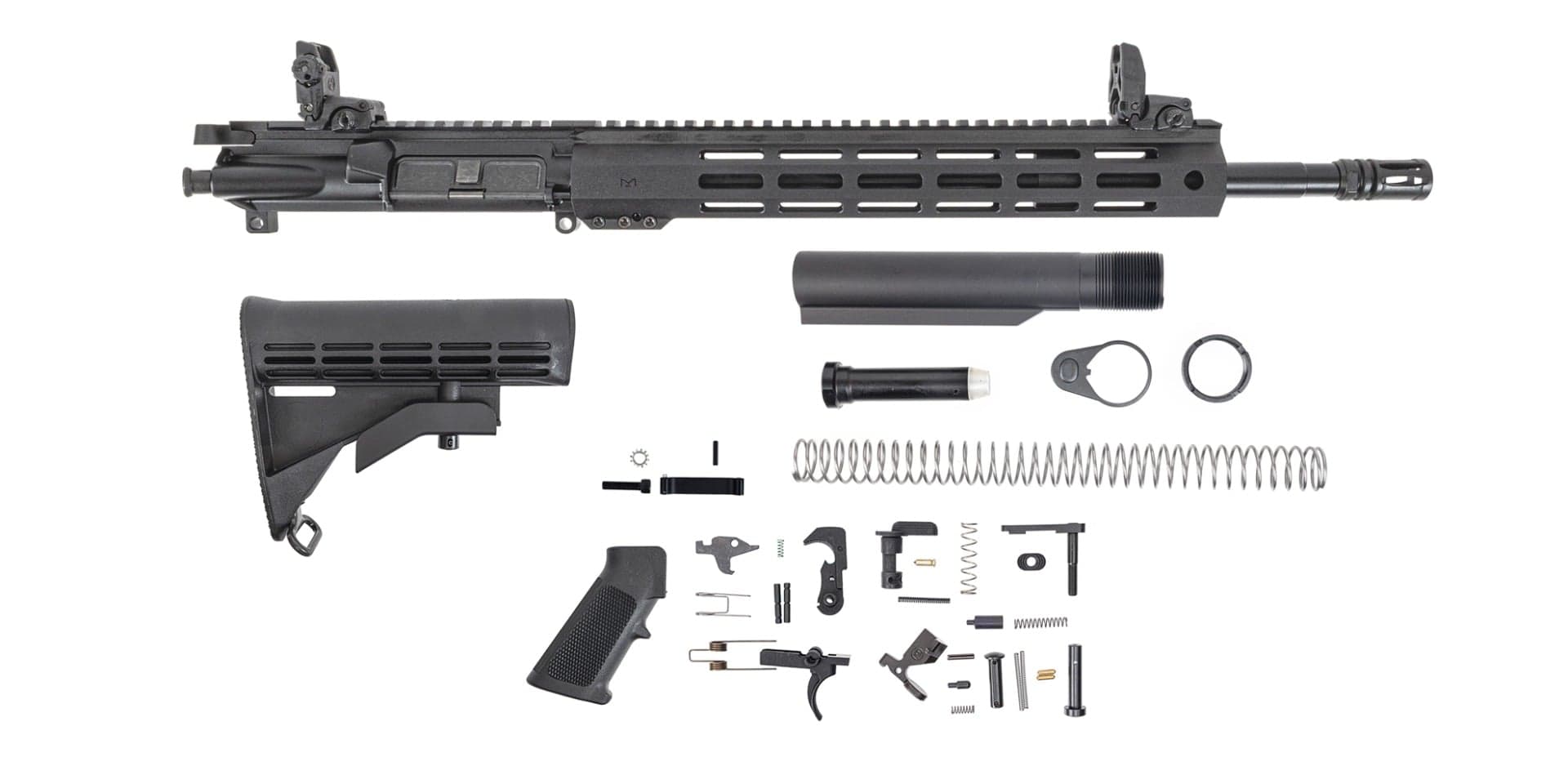 PSA 16" Mid-Length 5.56 NATO 1:7 Nitride 13" Hex Lightweight M-Lok Classic Rifle Kit With MBUS Sight Set