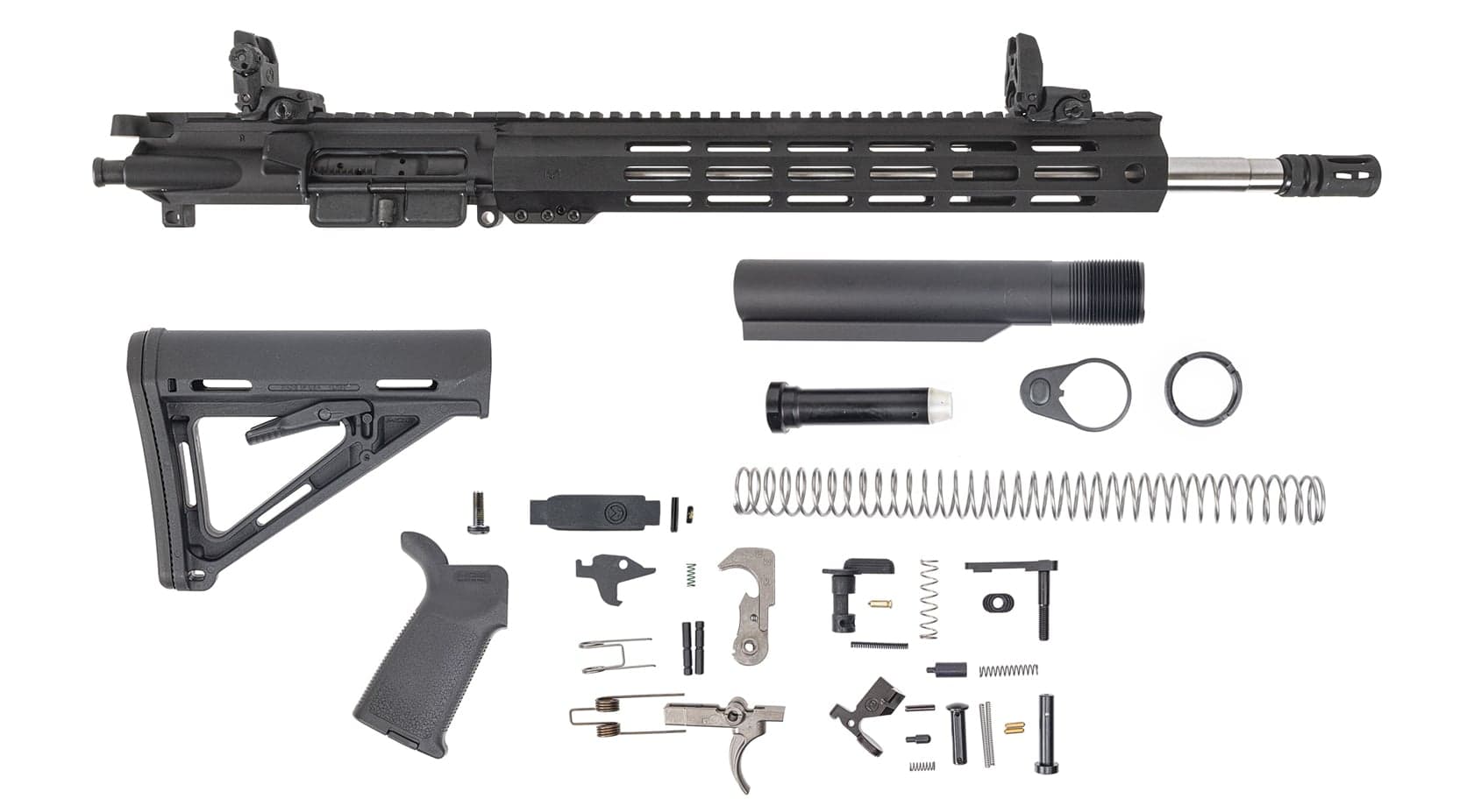 PSA 16" Mid-Length 1/7 Stainless Steel 13" Lightweight Hex M-lok MOE EPT Rifle Kit w/MBUS Sight Set