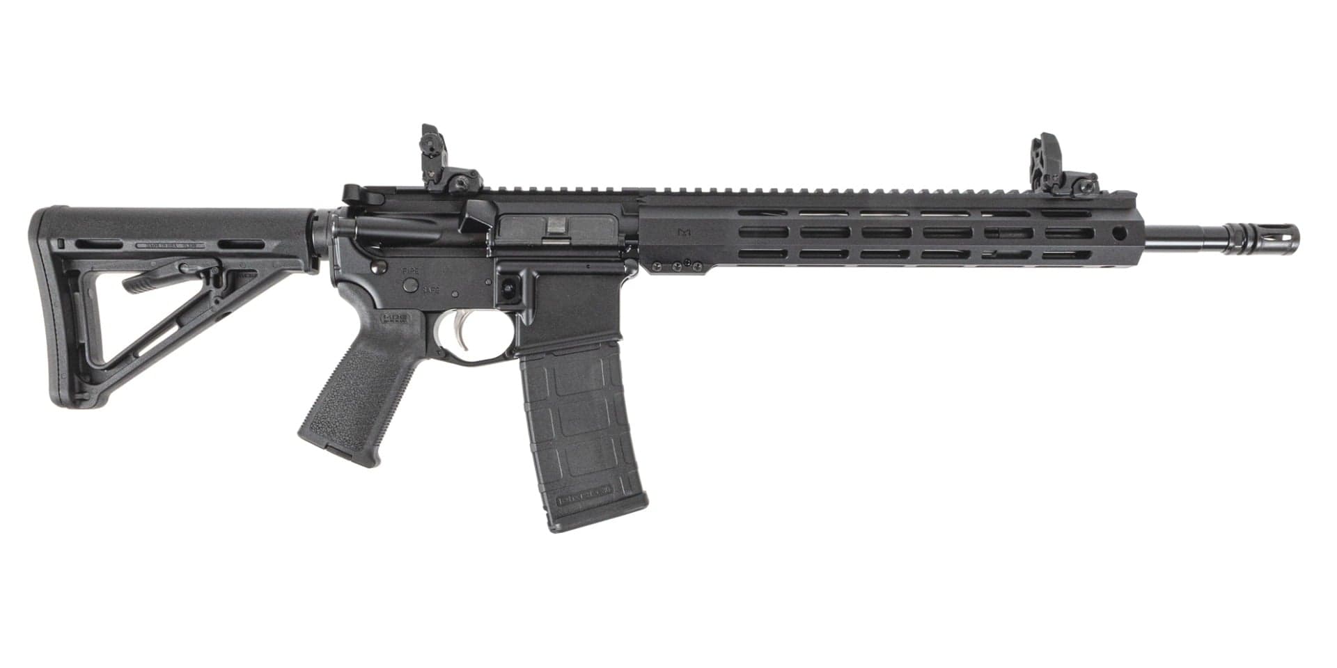 PSA 16" Mid-Length 5.56 NATO 1/7 Nitride 13" Lightweight Hex M-Lok MOE EPT Rifle w/MBUS Sight Set