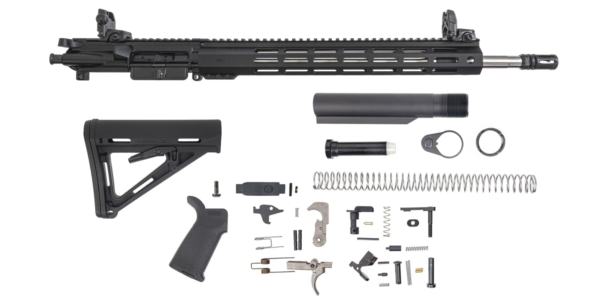 PSA 18" Rifle-Length .223 Wylde 1/7 Stainless Steel 15" Lightweight Hex M-lok MOE EPT Rifle Kit w/MBUS Sight Set