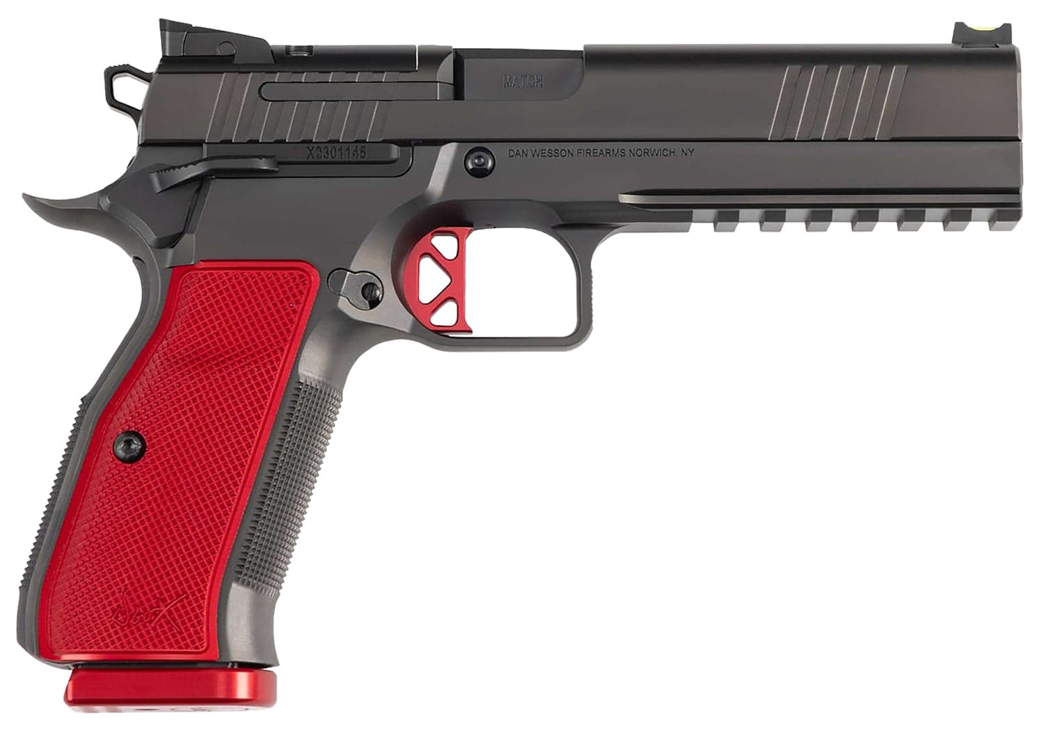 Dan Wesson Pistol DWX 9mm Black / Red Grip OR Rail 19rd 5" - 92003