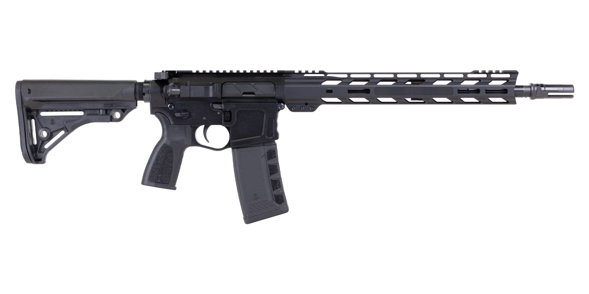 PSA "Sabre" Billet 14.5" .223 Wylde M4 13" Knurled Slant Rail with 3 Prong, B&T, 1/2"-28 Rifle & Sabre Furniture
