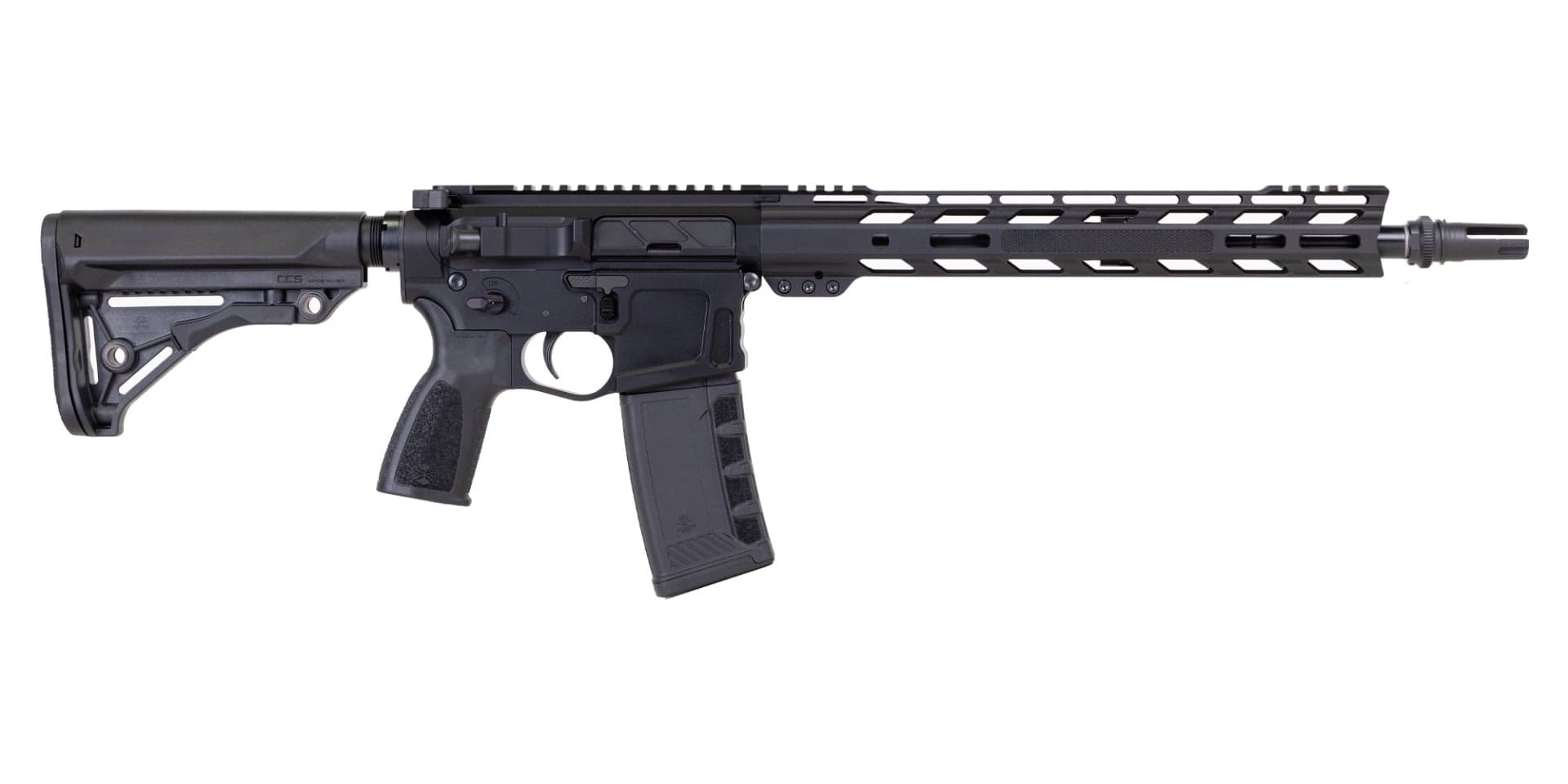 PSA "Sabre" Billet 14.5" .223 Wylde M4 13" Knurled Slant Rail and Pin/Weld AAC 51T Flash Hider Rifle with Sabre Furniture
