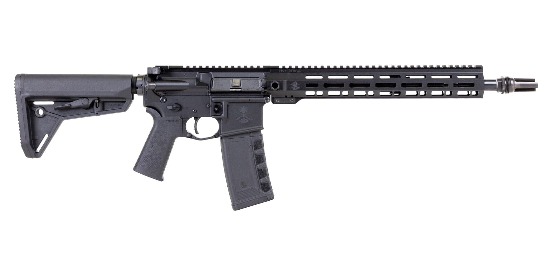 PSA "Sabre" Forged 14.5" .223 Wylde M4 13" Sabre QD Rail and Pin/Weld SilencerCo ASR Flash Hider with Magpul SL Furniture