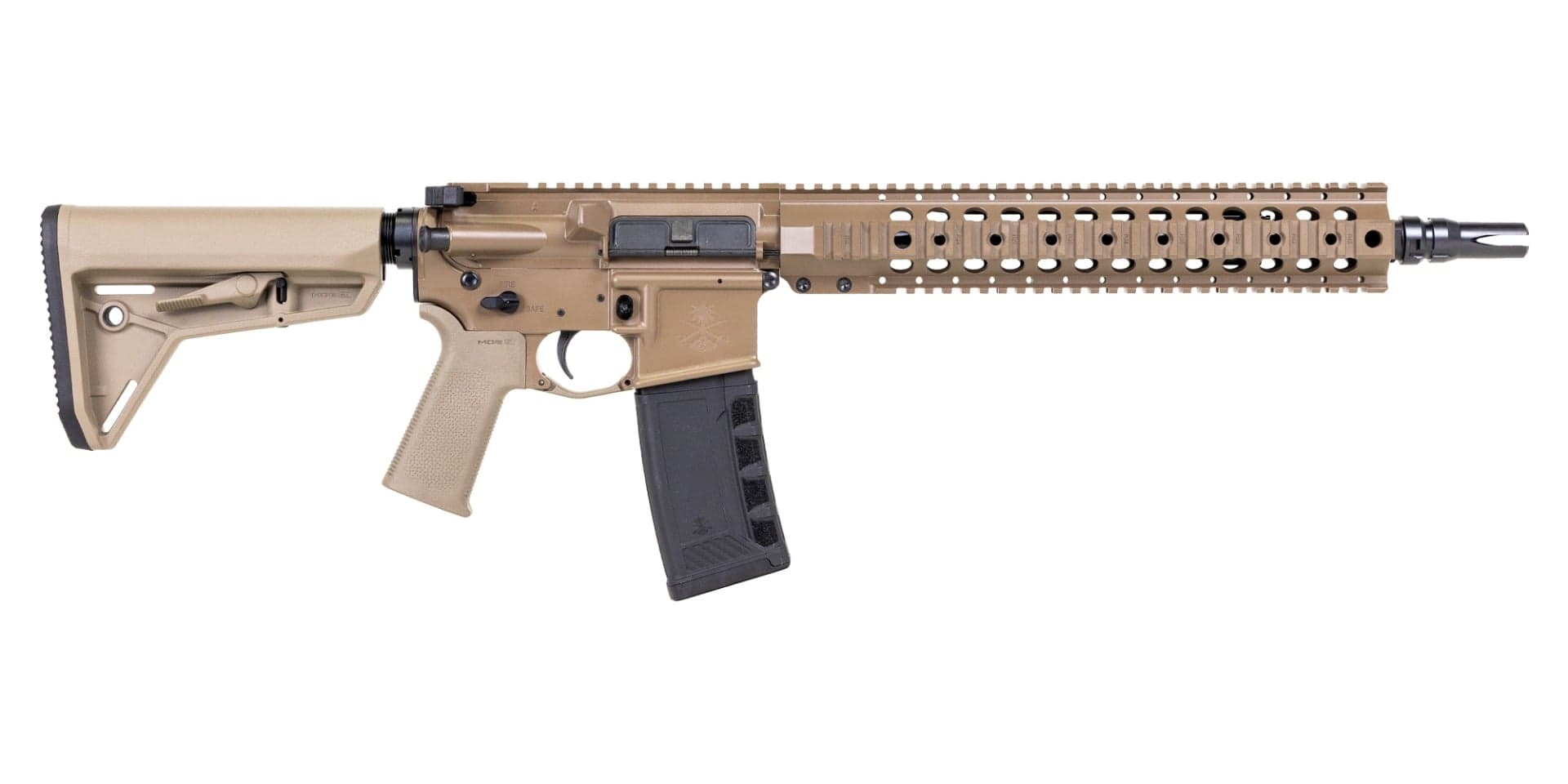 PSA "Sabre" Forged 13.7" Mid-Length 5.56 Rifle w/ 13" Quad Rail & JMAC GFHC-E Pin/Weld, FDE Cerakote