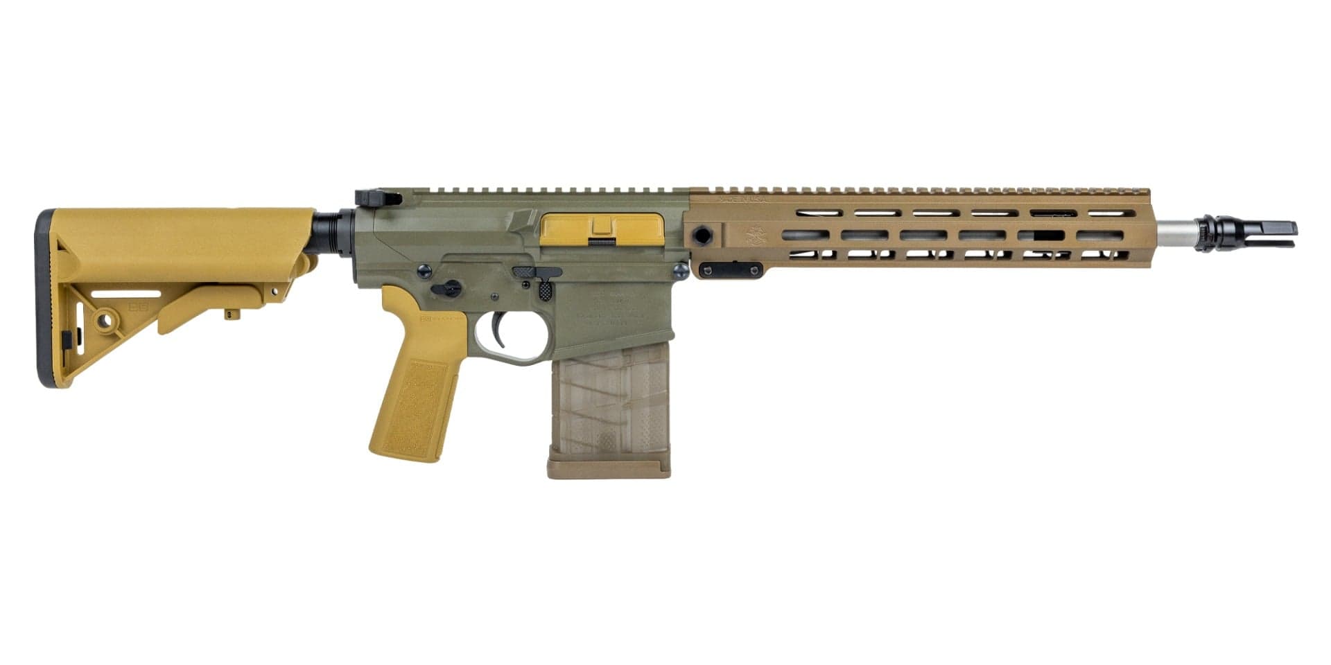 PSA Sabre-10A1 Billet 14.5" 6.5 Creedmoor Mid-Length Dead Air Keymo Mount Rifle - Moss Green w/ Burnt Bronze Rail