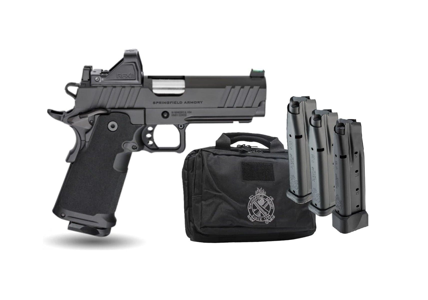 Springfield 1911 Prodigy 4.25" 9mm 20rd / 17rd Pistol Package with Viridian RFX11 Green Dot Optic, Black - PH9117AOS-PAC