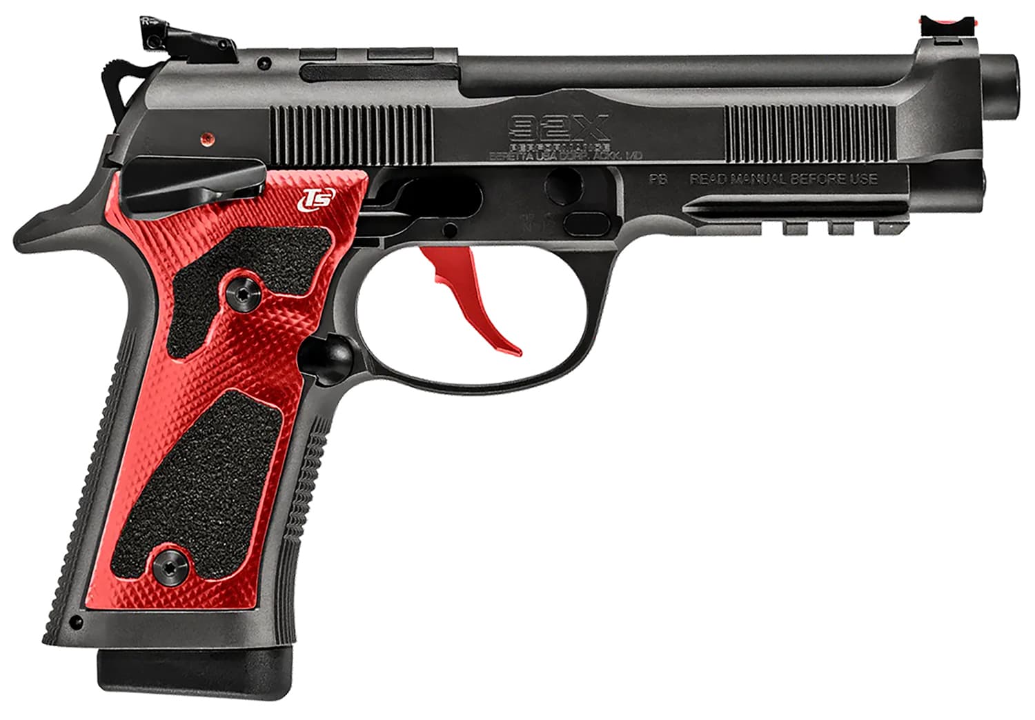 Beretta 92X Performance Carry Optic 9mm Pistol 4.9" 18rd, Blk / Red / Graphite Gray - J92XPCORD18