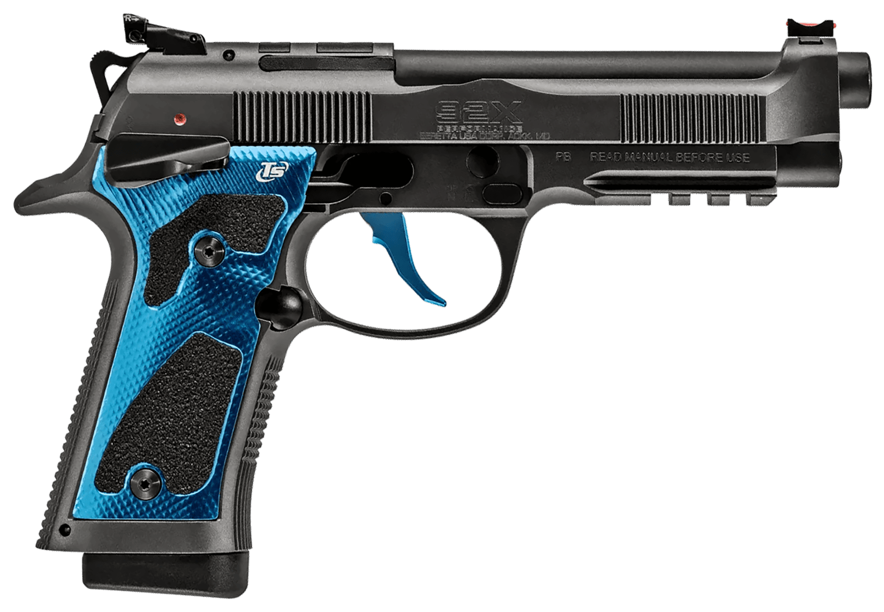 Beretta 92X Performance Carry Optic 9mm Pistol 4.9" 18rd Blk / Blue/ Graphite Gray - J92XPCOBL18