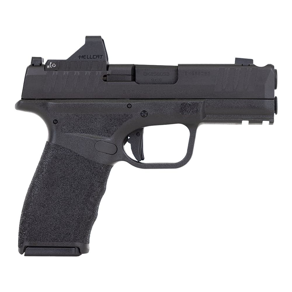 Springfield Hellcat Pro Comp OSP 3.7" 9mm (4)15rd Pistol, Black w/ Tritium Front Sight, Viridian Green Dot and Range Bag