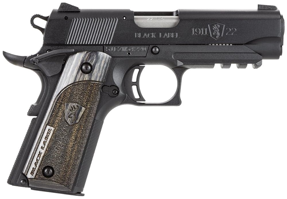 Browning 1911-22 Black Label Compact 22 LR Pistol with Rail 10 Round, Laminated Black - 051817490