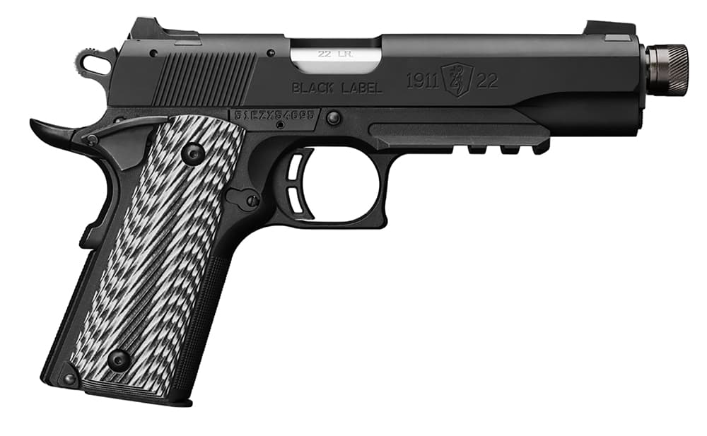 Browning 1911-22 Black Label Suppressor Ready Full Size .22lr Pistol w/ Rail, Matte - 051820490