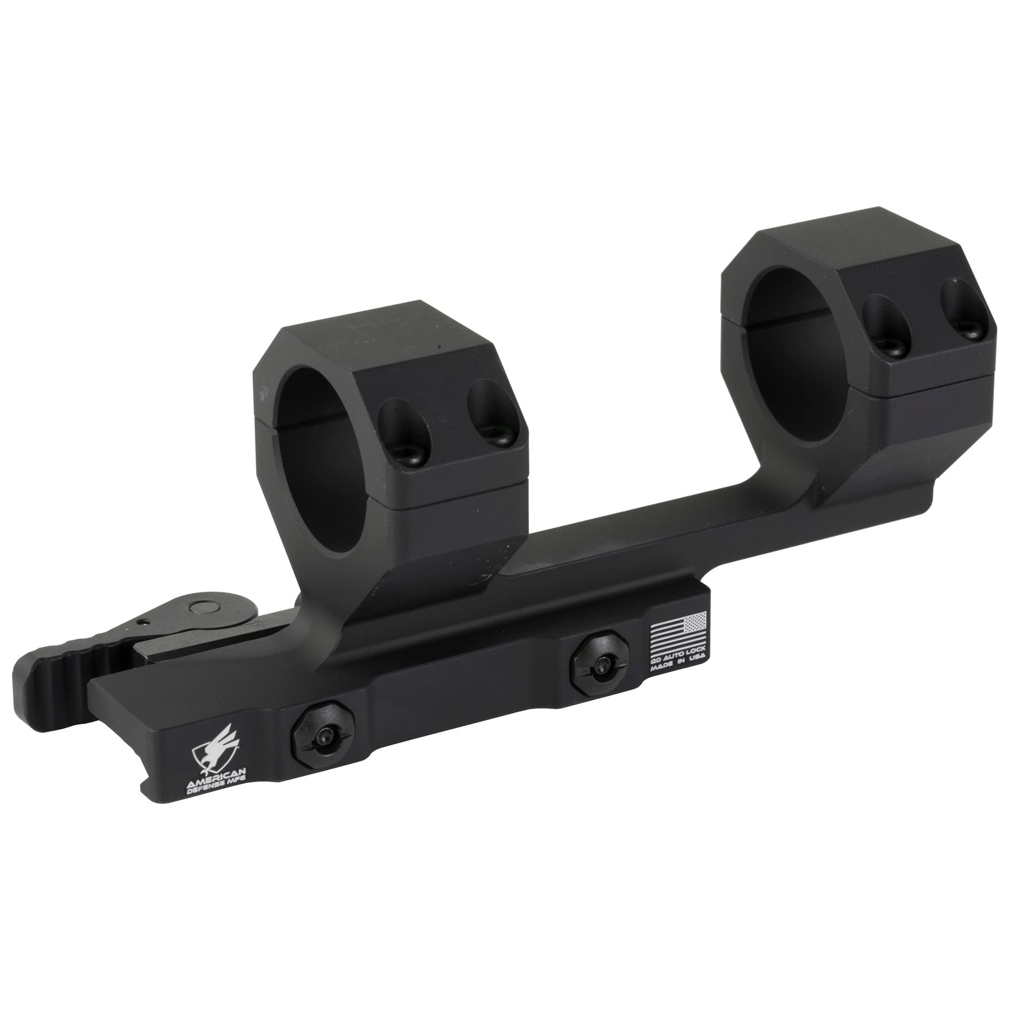 American Defense Delta Scope Mount, Quick Detach, Horizontal split rings, 2" Offset, Black
