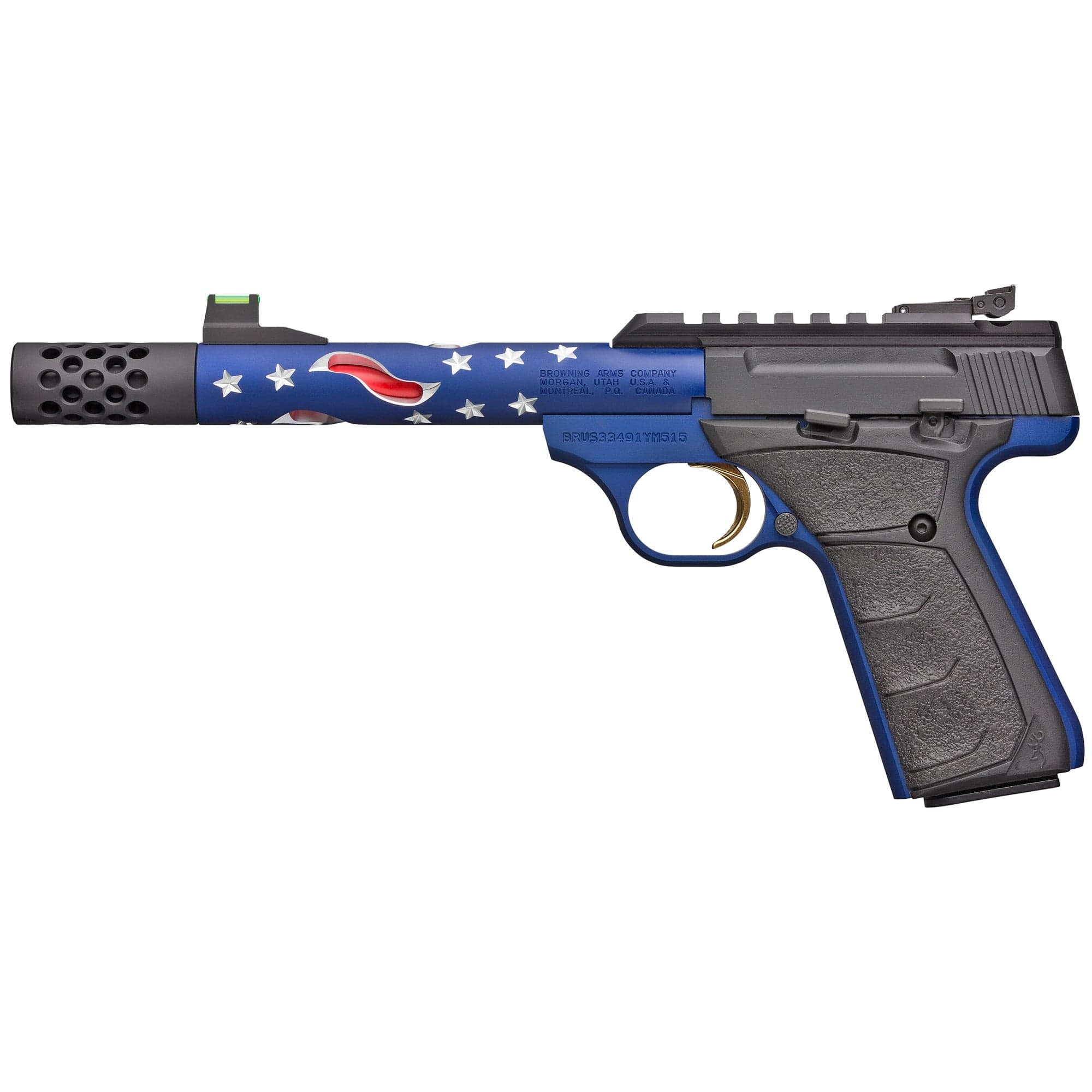 Browning Buck Mark .22LR Pistol, 5.875" Barrel, Adjustable Fiber Optic Sights, Blue - 51572490