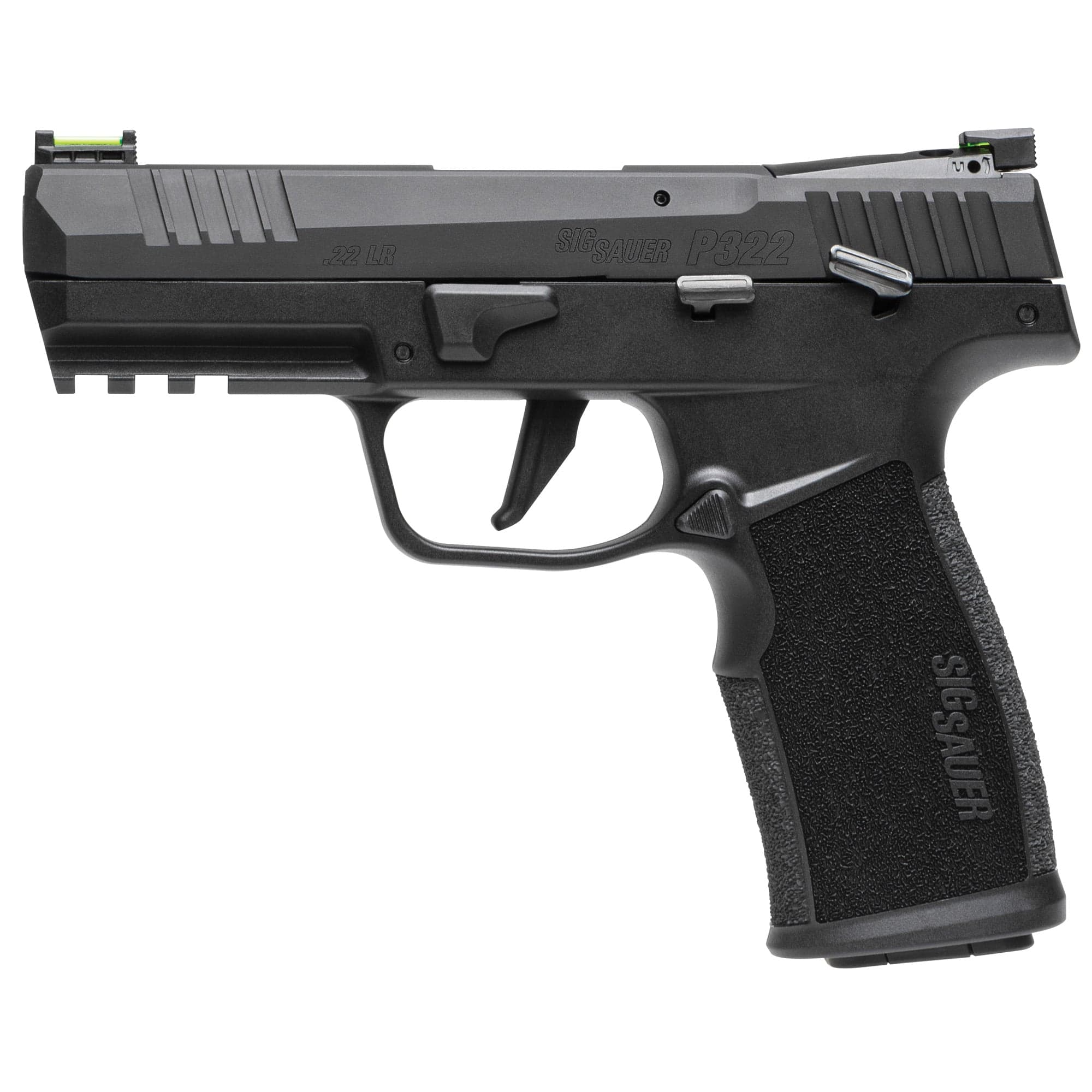 Sig Sauer P322 .22LR Pistol, 4" Barrel, Fiber Optic Sights, Black - 322CBAS10