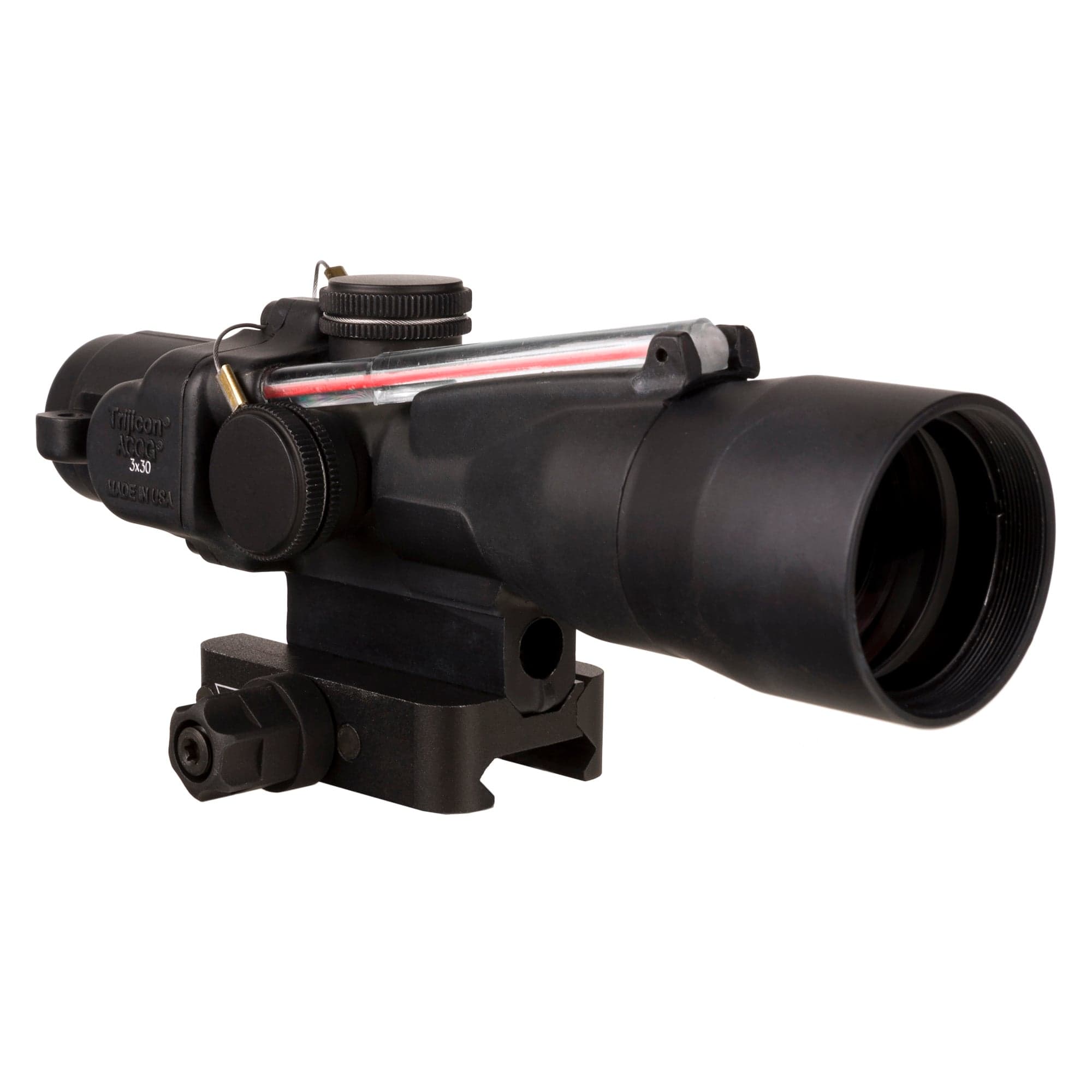Trijicon ACOG, 3X30mm, Dual Illuminated Red Chevron .233/62 Grain, Includes Q-LOC Mount, Black