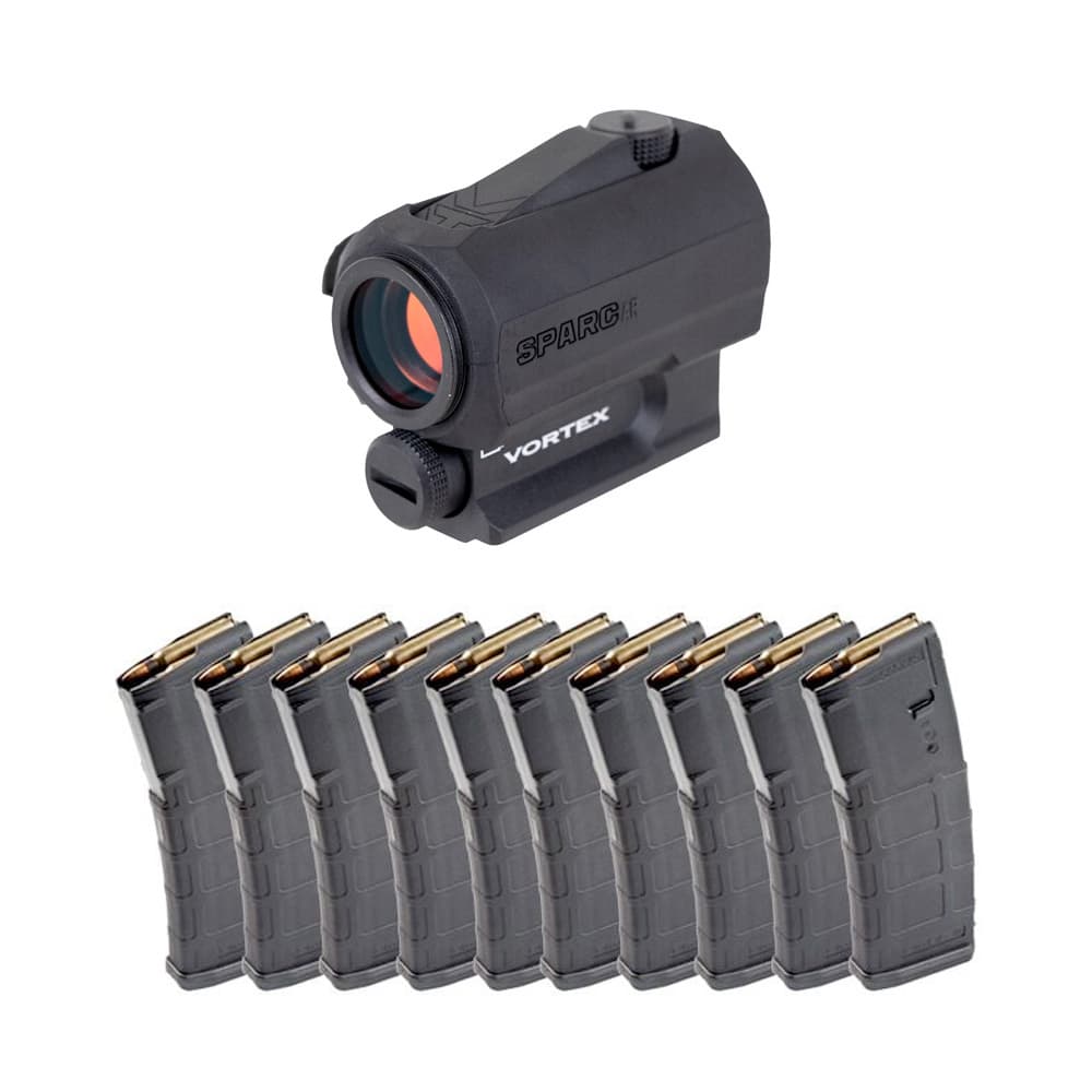 Vortex Sparc AR 2 MOA Red Dot & 10 Magpul 30rd PMAGs