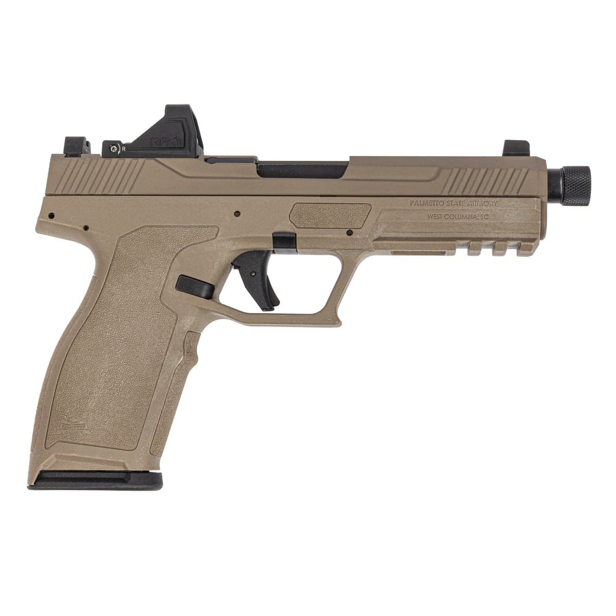 PSA 5.7 Rock Optics Ready Pistol w/ Threaded Barrel & Viridian RFX11 Green Dot Sight, Flat Dark Earth