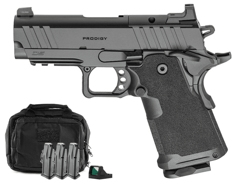Springfield 1911 Prodigy Compact 3.5" 9mm 15rd Pistol Package with Viridian Optic, Black - PH9115AOS-PAC
