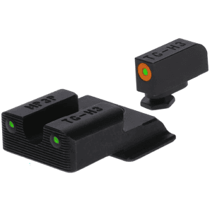 TRUGLO Tritium Pro S&W Sight Set for M&P, M&P Shield, Shield M2.0, SD9, SD40 Tritium Green with Orange Front Dot Outline